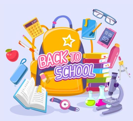 Back to school with school things vector material 01  