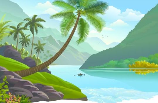 Beautiful Jungle landscape vector graphics 03  