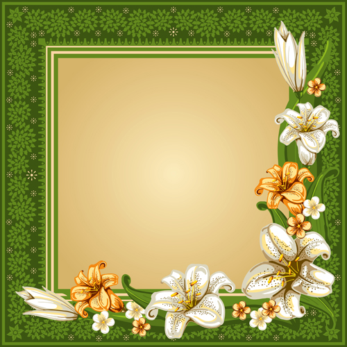 Beautiful flower with retro frame vector material 04  