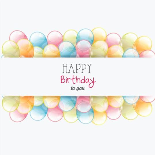Geburtstagskarte mit transparenten Ballons Vektor 02  