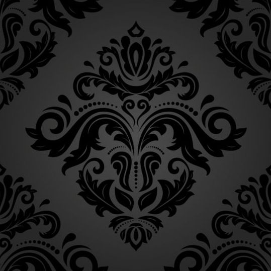 Black floral decorative pattern vector material 04  