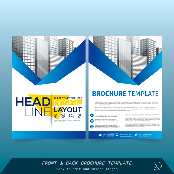 Blue styles brochure cover design vector 10  