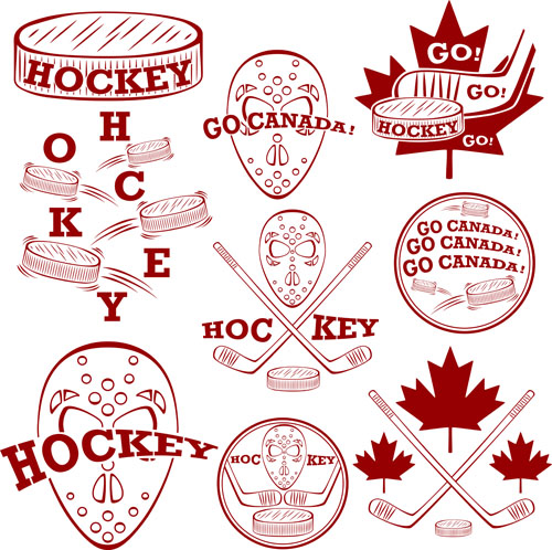 Canada hockey logos vector set  