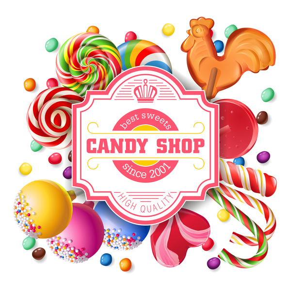 Süßigkeitsshop-Karten-Vektormaterial  