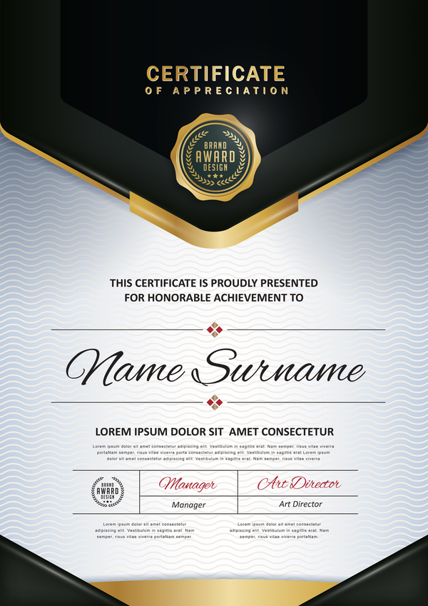 Certificate with diploma template luxury vector material 04  