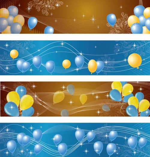 Color balloon with abstract banner vector  