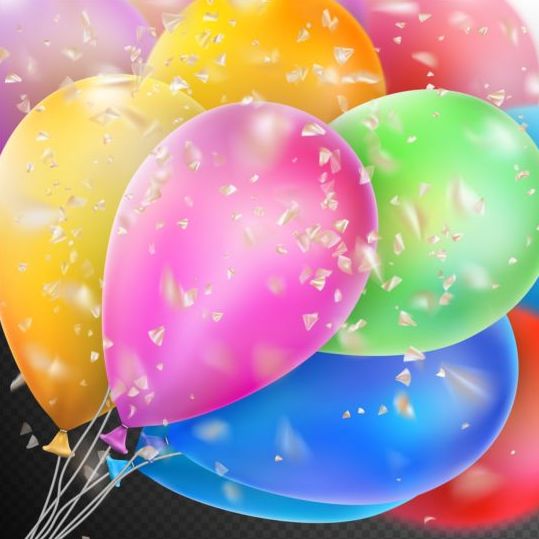 Kleurrijke ballonnen met confetti achtergrond illustratie 12  