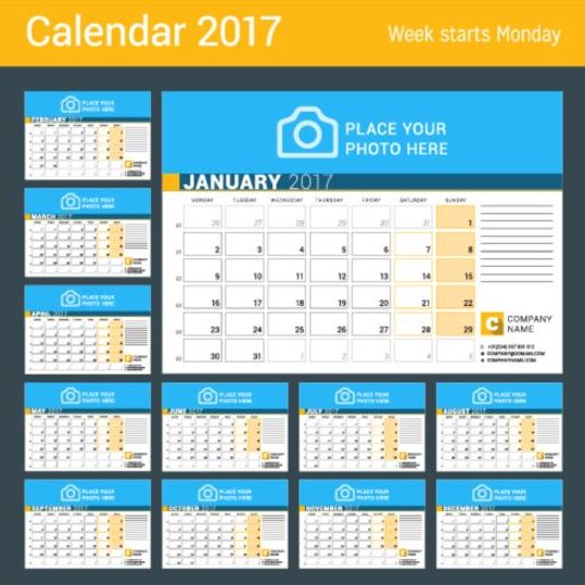 Company 2017 desk calendar design vector template 15  