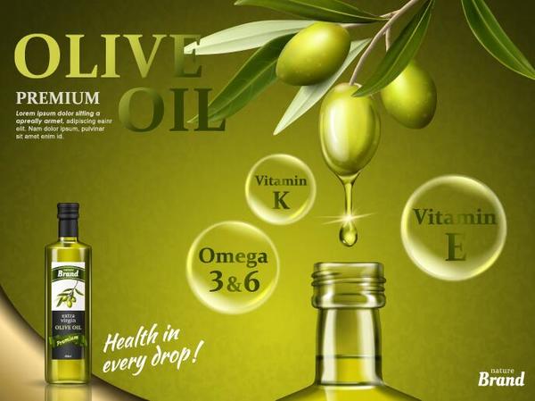 Kreativer Olivenölplakat-Designvektor 01  