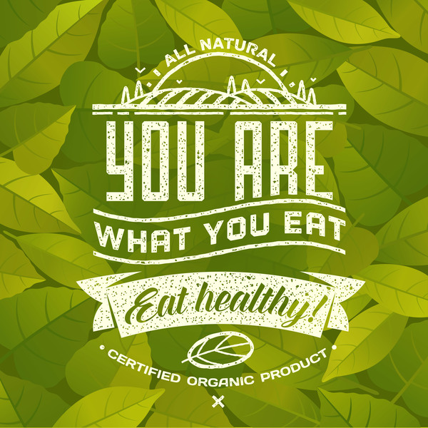 健康ポスター背景ベクトルの葉を食べる  