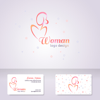 Elegant woman logo with cards vector graphics 04  