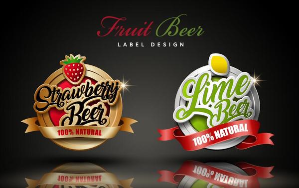 Fruit beer labels design vector  