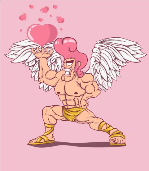 Buffo Cupido uomo Cartoon Vector 01  