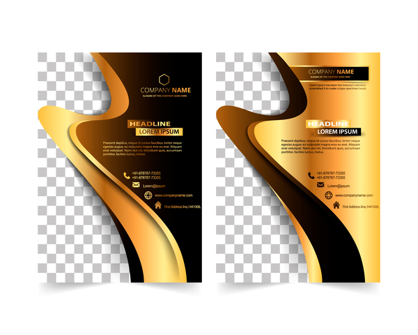 Golden company brochure couverture modèle vecteur 09  