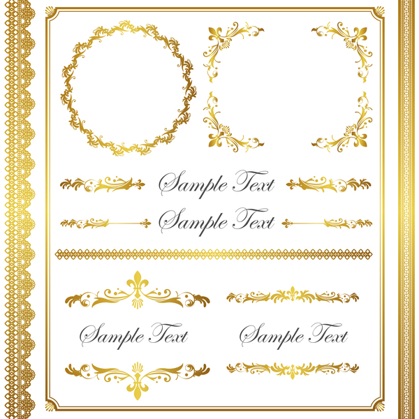 Golden decor calligraphy with frame and borders vector 18  