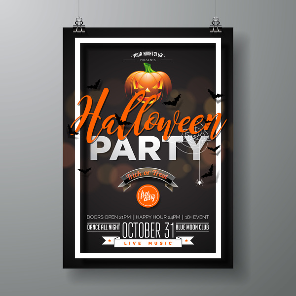Flyer d'Halloween avec le vecteur de modèle de couverture d'affiche 02  