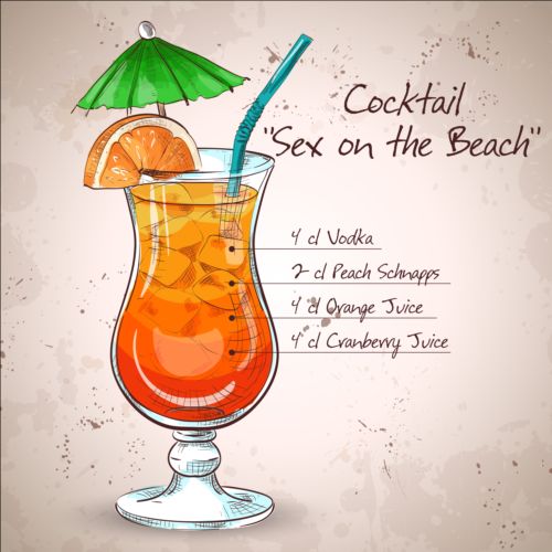 Hand drawn cocktail design vectors set 06  