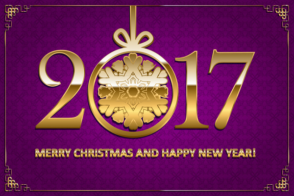 Happy New Year avec Noël 2017 vecteur de texte doré 06  