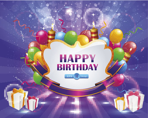 Happy Birthday elements card vector 05  