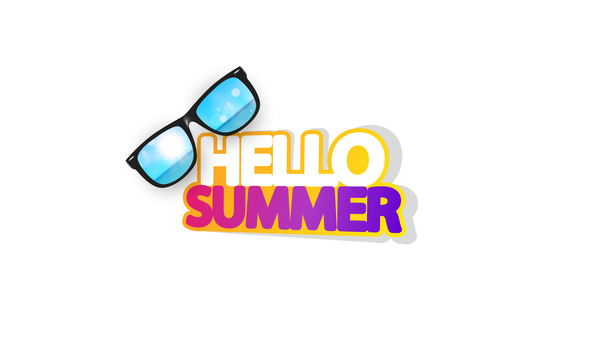 Hallo Sommer-Logo mit Sonnenbrille Vektor 01  