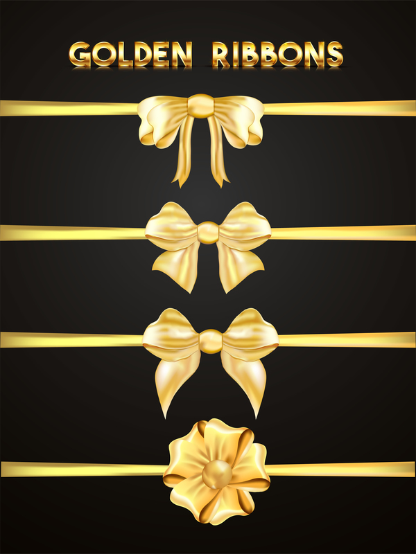 高級黄金リボン弓ベクトル 01  