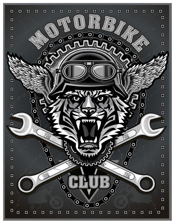 Vecteur de conception de signe de club de moto 05  