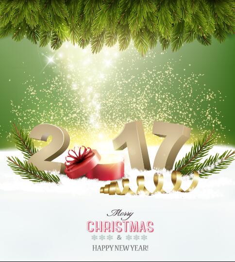 Nieuw jaar met 2017 Christmas achtergrond Art vector  