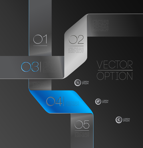Options with ribbon infographics vector template 07  