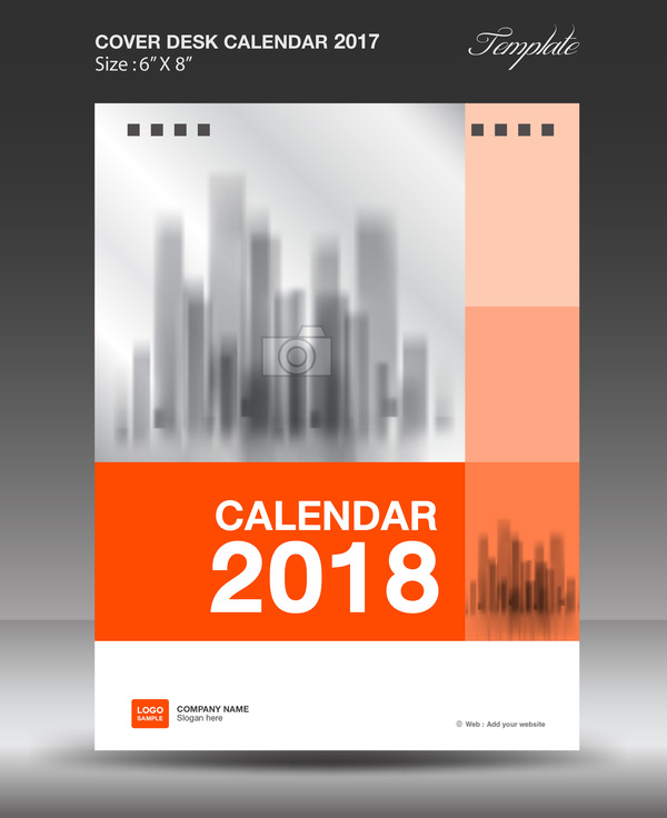 Orange desk calendar 2018 cover template vector 11  