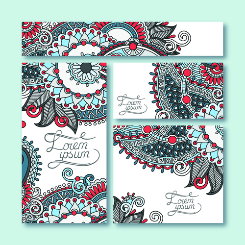 Ornament floral pattern cards vector material 01  