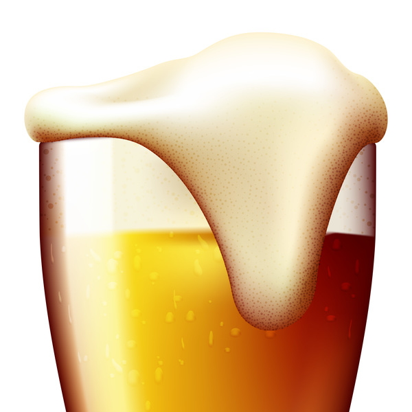リアルなビールグラスデザインのベクトル02  
