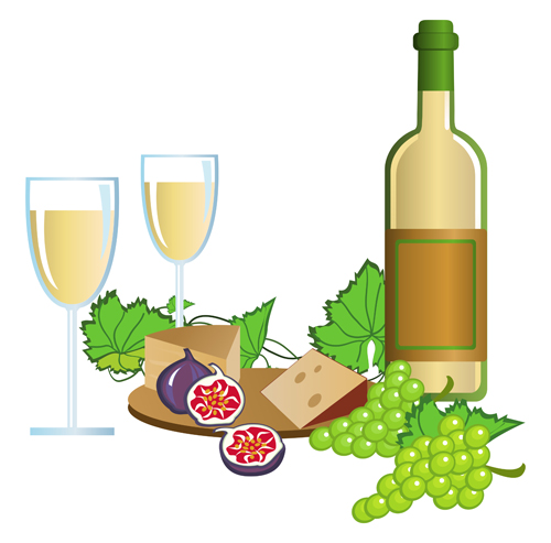 Realistic grapes and wine design vector 02  