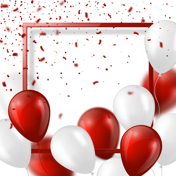 Red with white balloon and frame vector background  
