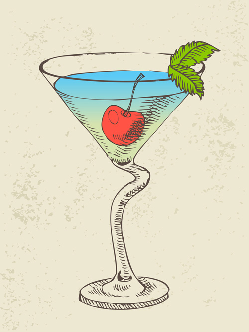 Retro cocktail design vector set 12  