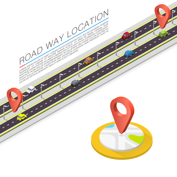 Road way location coordinate infographic vector 06  