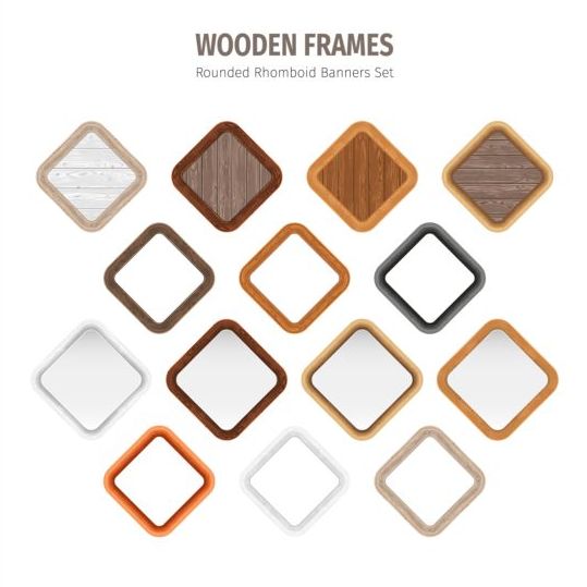 Afgerond rhonboid houten frames vector  