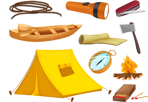 Rralistic camping equipment vector material 01  