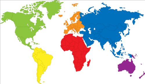 Simple color world map vector 02  