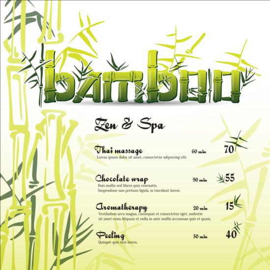Spa price menu with bamboo vector 02  