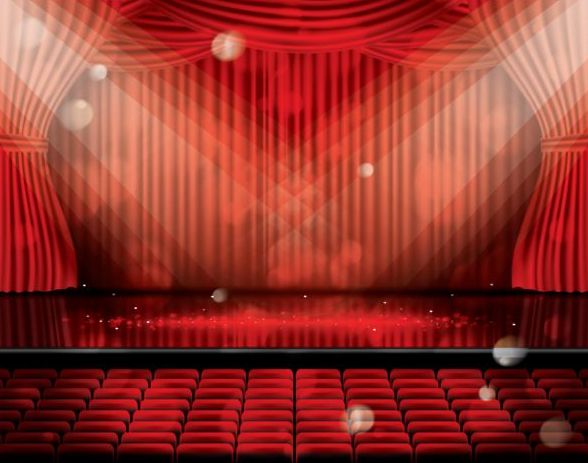 Stage and red curtain vector background 09  