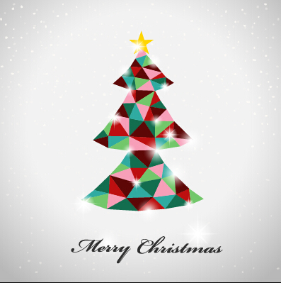 Triangle colored christmas tree vector background  