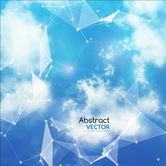 Triangles tech background and cloud vector 05  