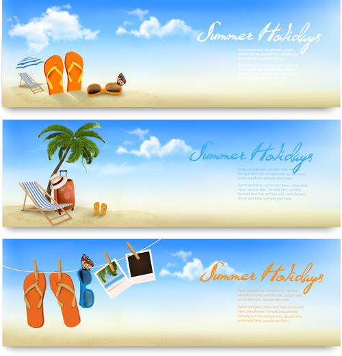 Tropical vacation creative banner vector  