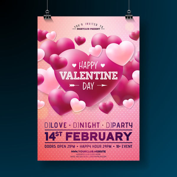 Valentine flyer and brochure cover template vectors set 10  