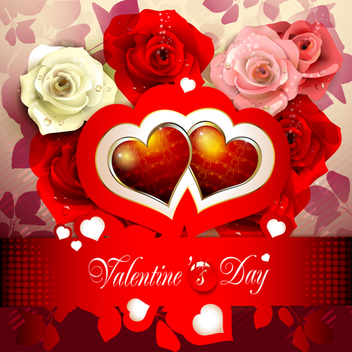 Sweet Valentine day card design vector 02  