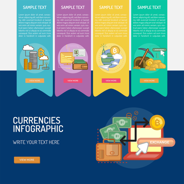 Vektor Infographic-Währungsschablonenmaterial 01  