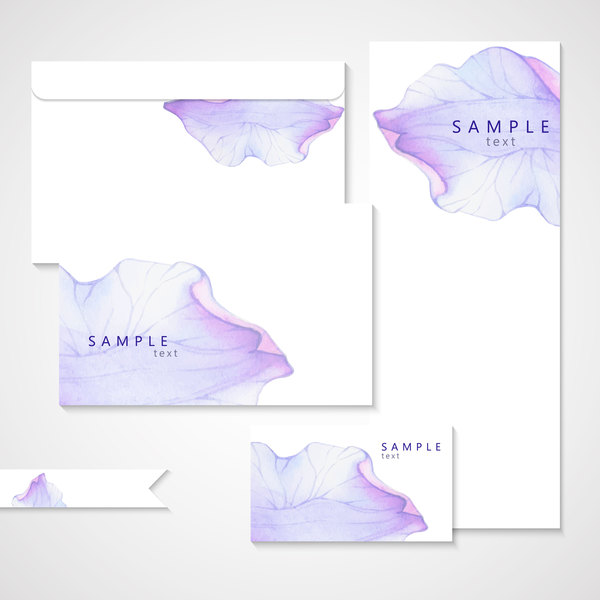 Vector card with watercolor flower petal material 02  