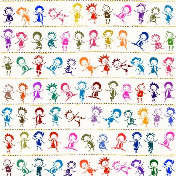 Vector happy children seamless pattern material 04  