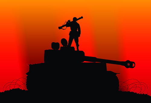 Vector soldiers silhouetter set 03  