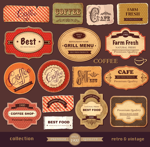 Vintage paper coffee labels vector  